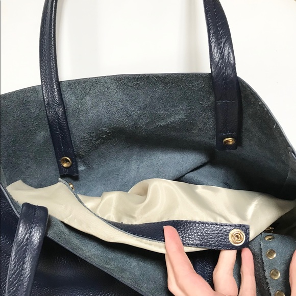 Danielle Stevens Vincenza Navy Leather Tote Bag - Picture 5 of 8